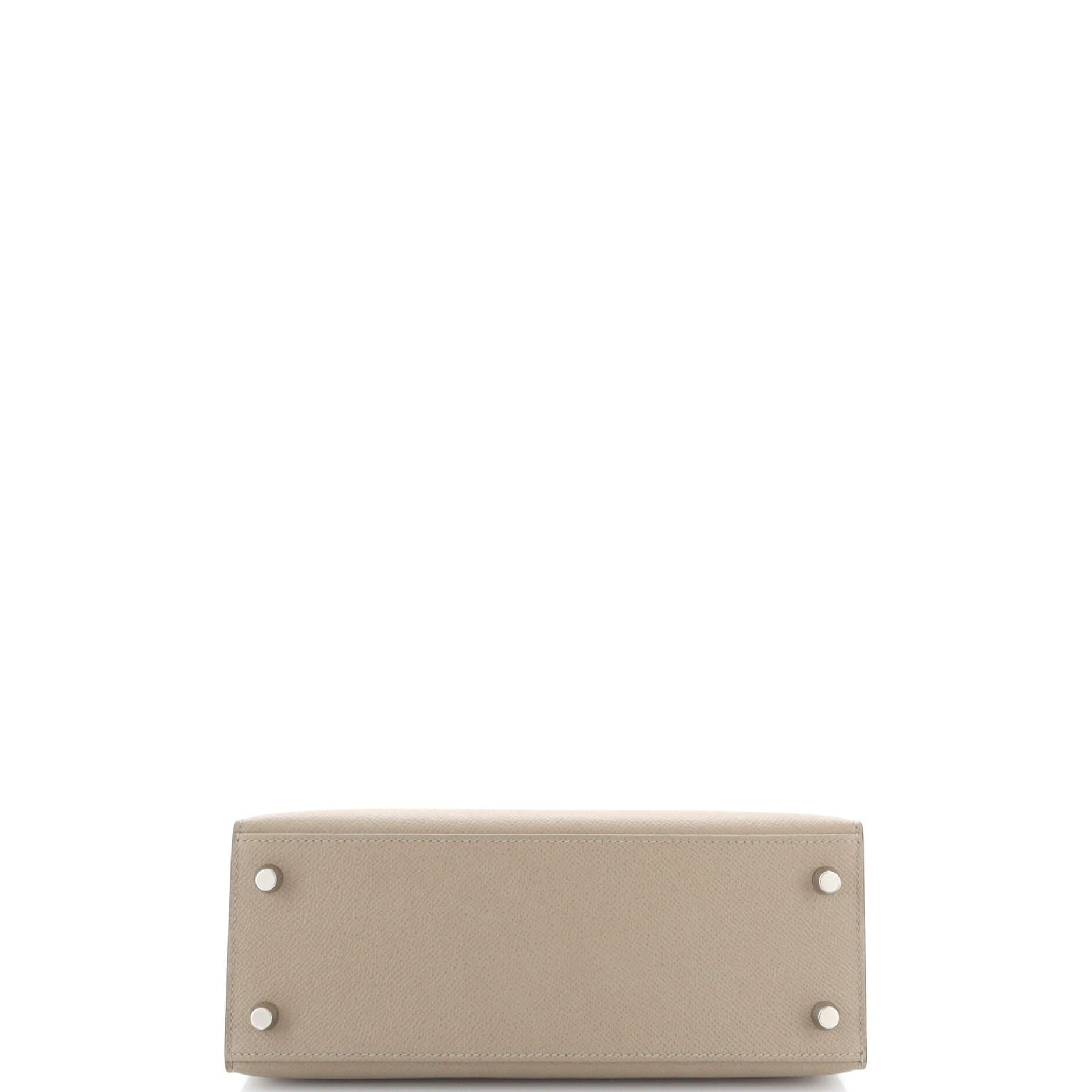 Hermes Kelly Handbag Grey Epsom with Palladium Hardware 25 1