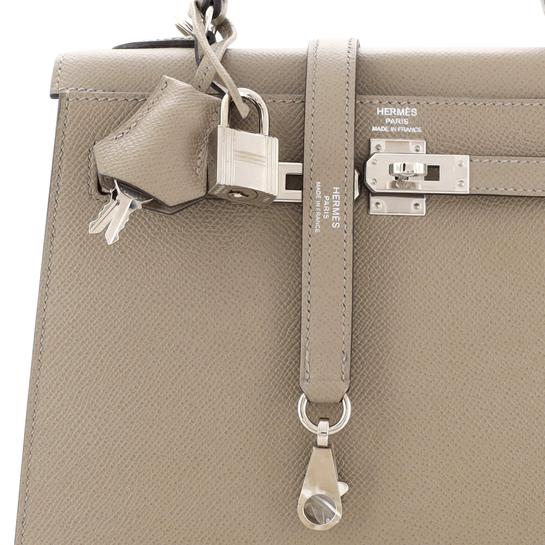 Hermes Kelly Handbag Grey Epsom with Palladium Hardware 25 3