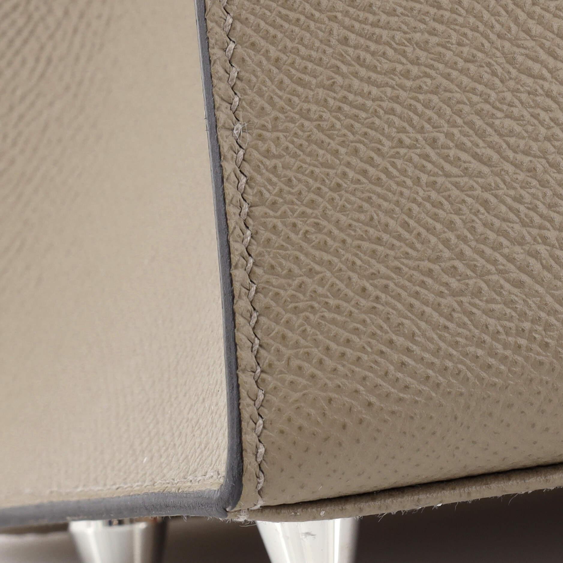 Hermes Kelly Handbag Grey Epsom with Palladium Hardware 25 4