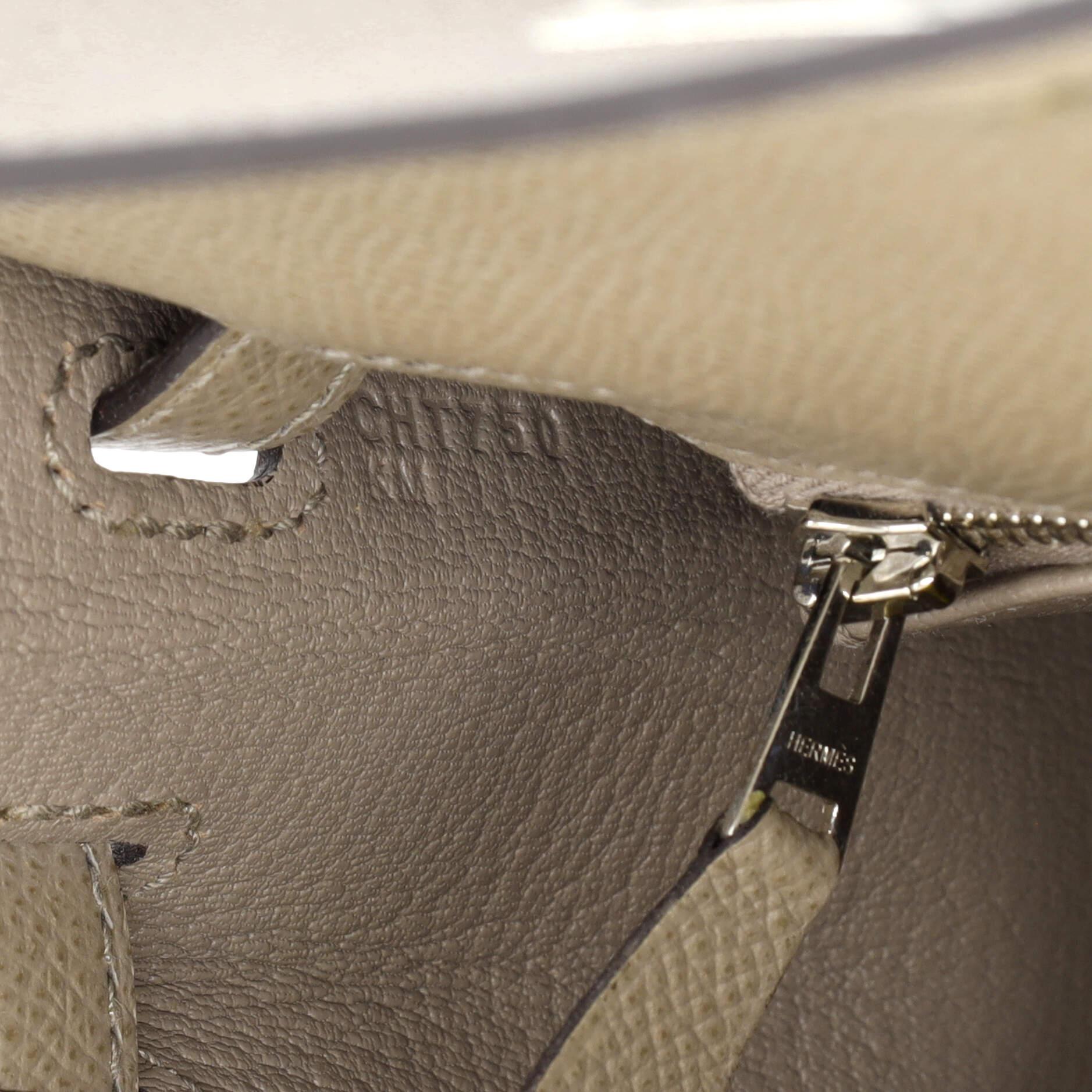 Hermes Kelly Handbag Grey Epsom with Palladium Hardware 25 5