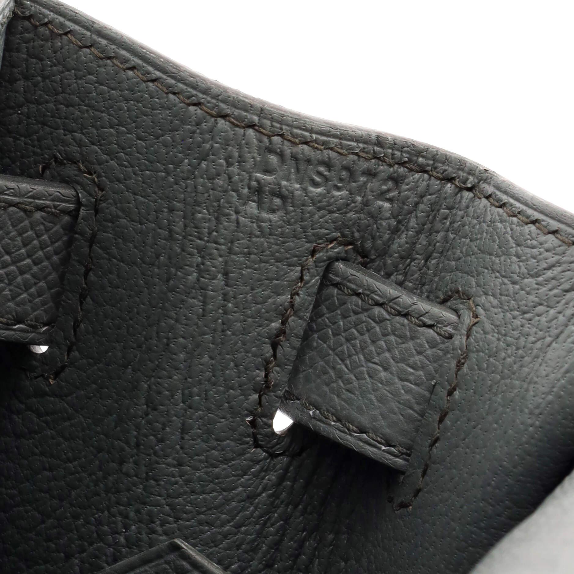 Hermes Kelly Handbag Grey Epsom with Palladium Hardware 28 6