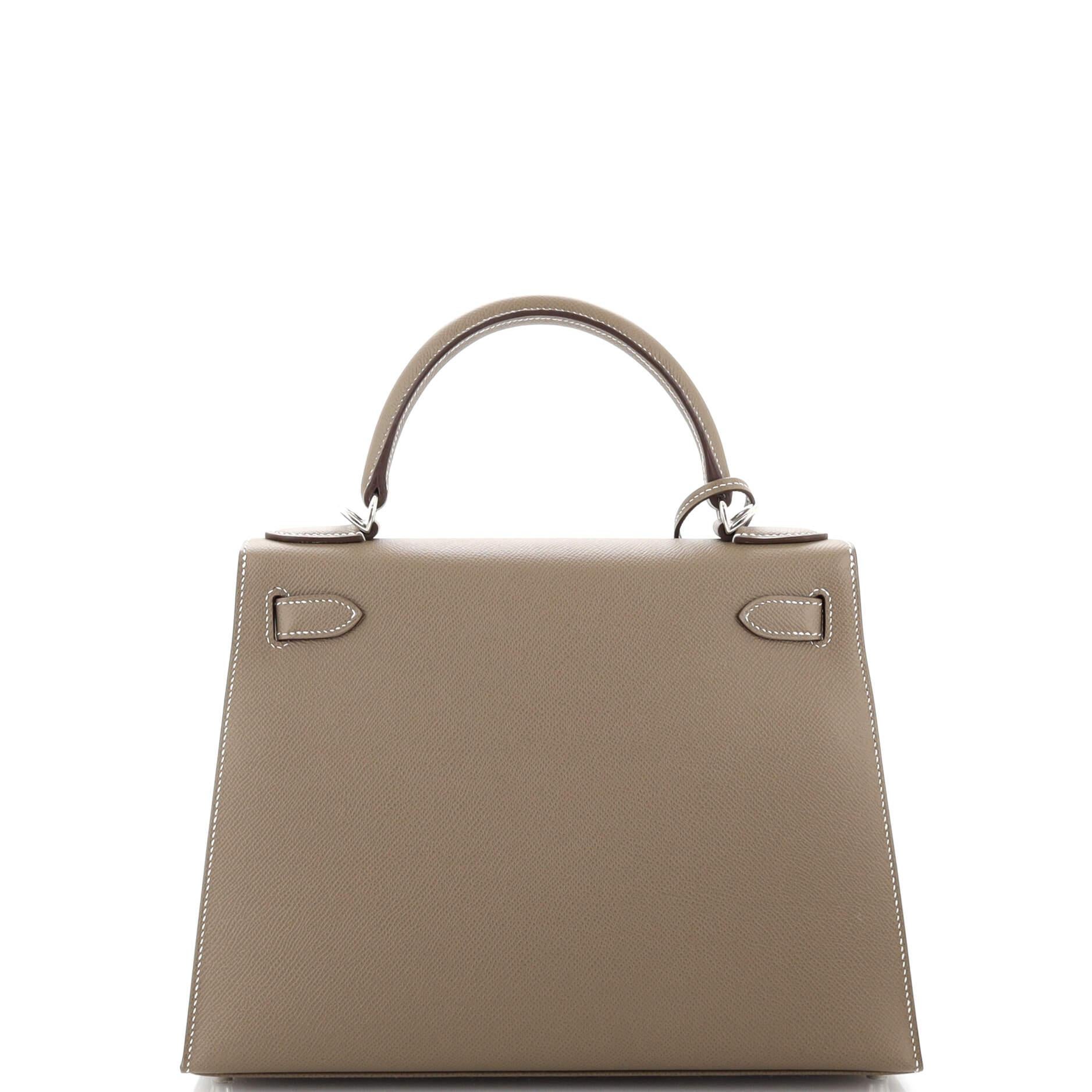 Women's or Men's Hermes Kelly Handbag Grey Epsom with Palladium Hardware 28 For Sale