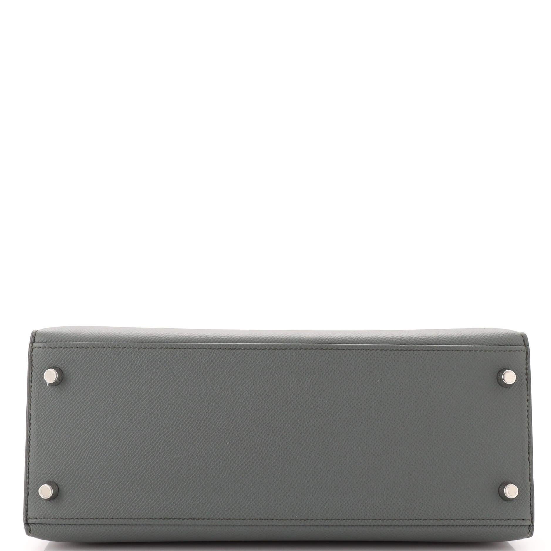Hermes Kelly Handbag Grey Epsom with Palladium Hardware 28 1