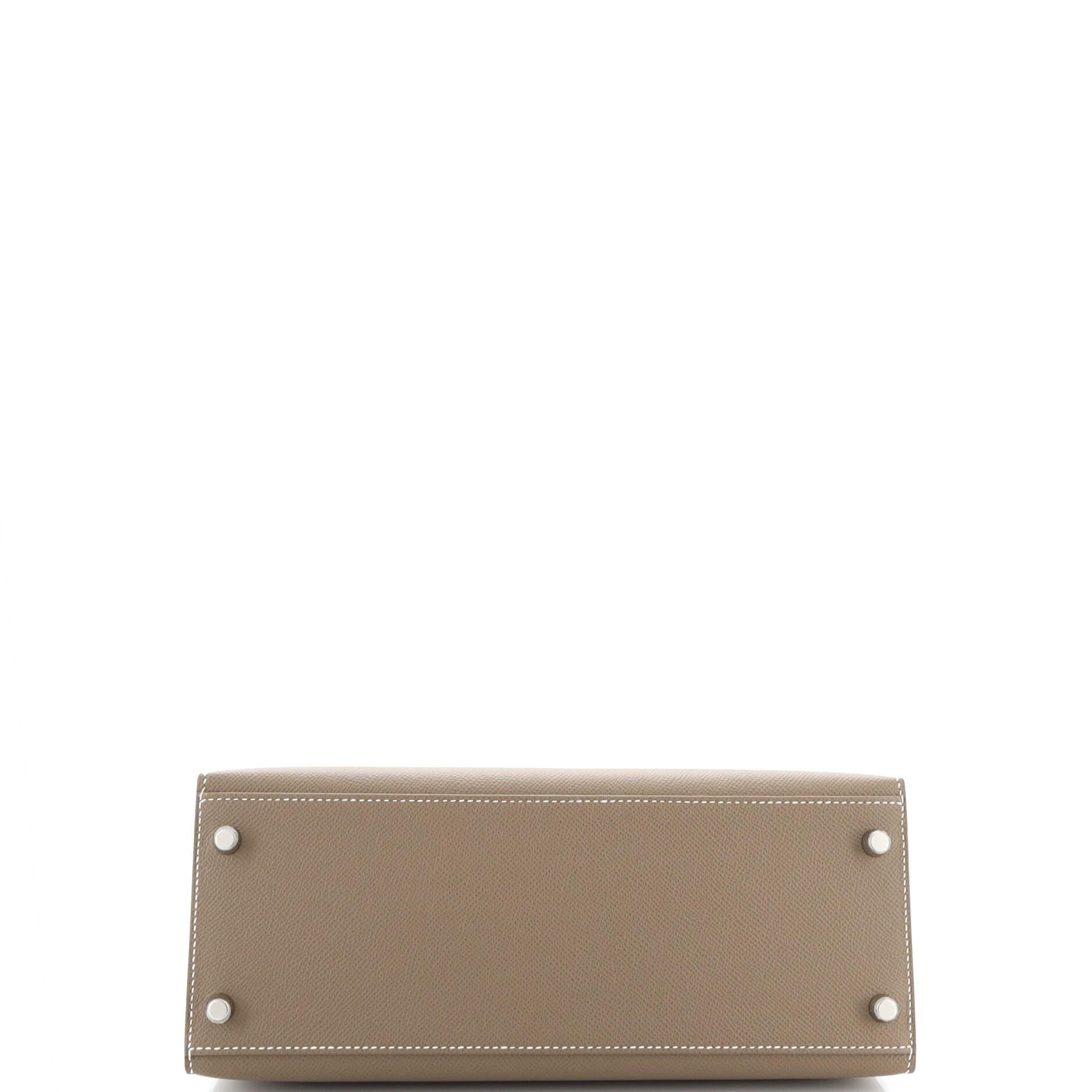 Hermes Kelly Handbag Grey Epsom with Palladium Hardware 28 For Sale 1