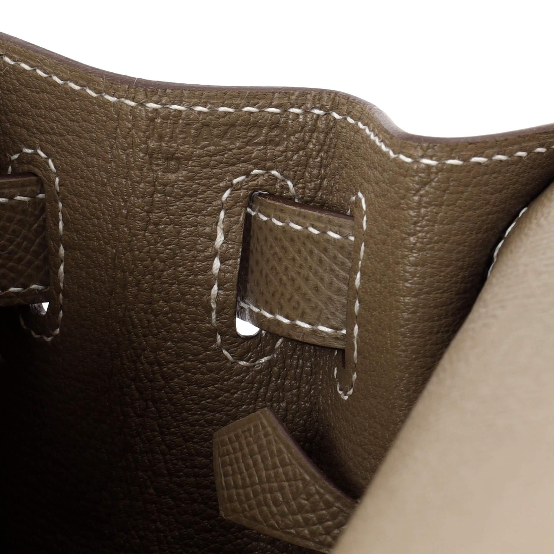 Hermes Kelly Handbag Grey Epsom with Palladium Hardware 28 For Sale 4