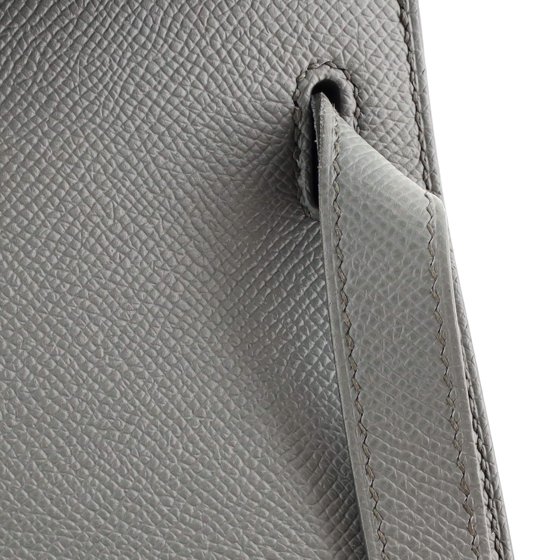 Hermes Kelly Handbag Grey Epsom with Palladium Hardware 28 5