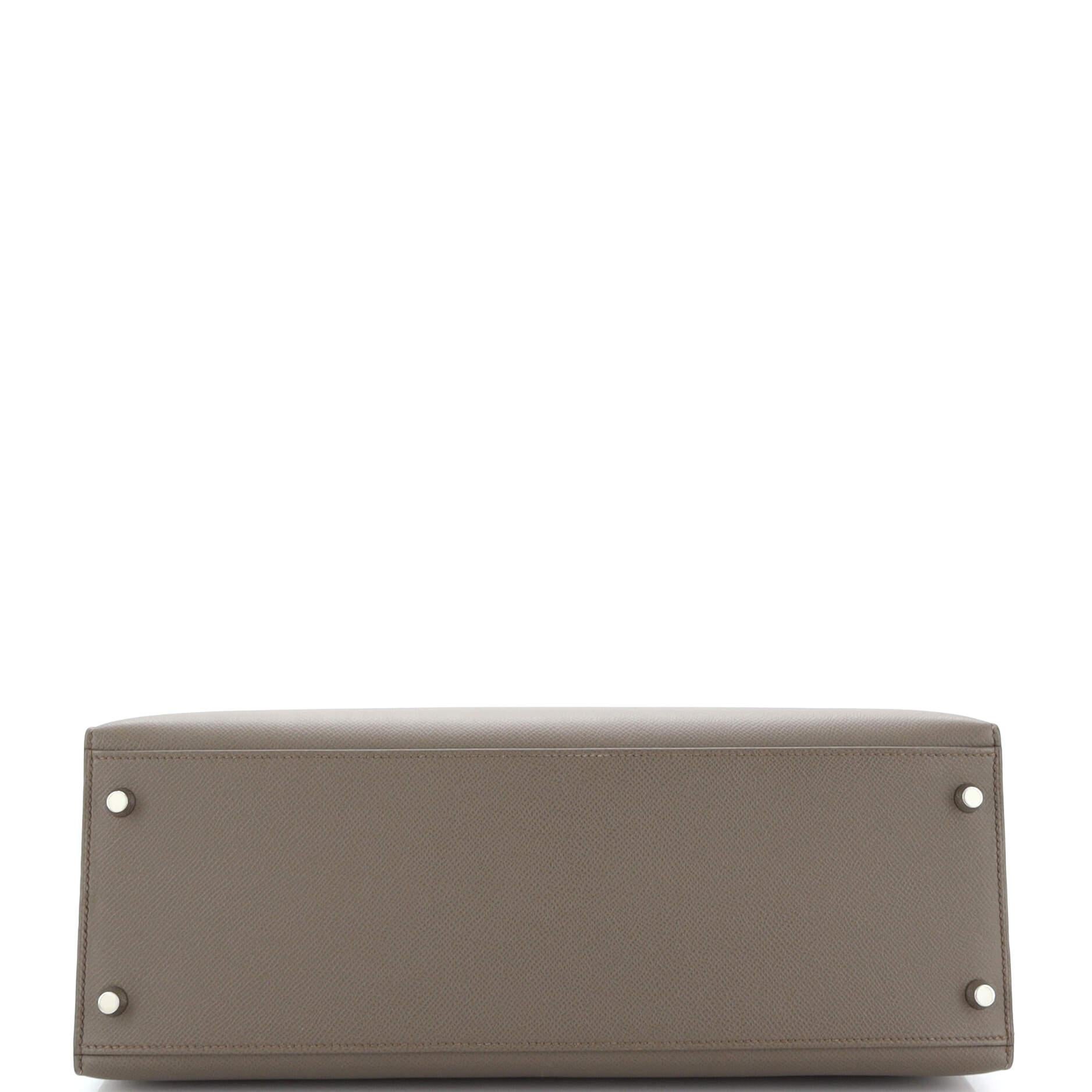 Women's or Men's Hermes Kelly Handbag Grey Epsom with Palladium Hardware 35