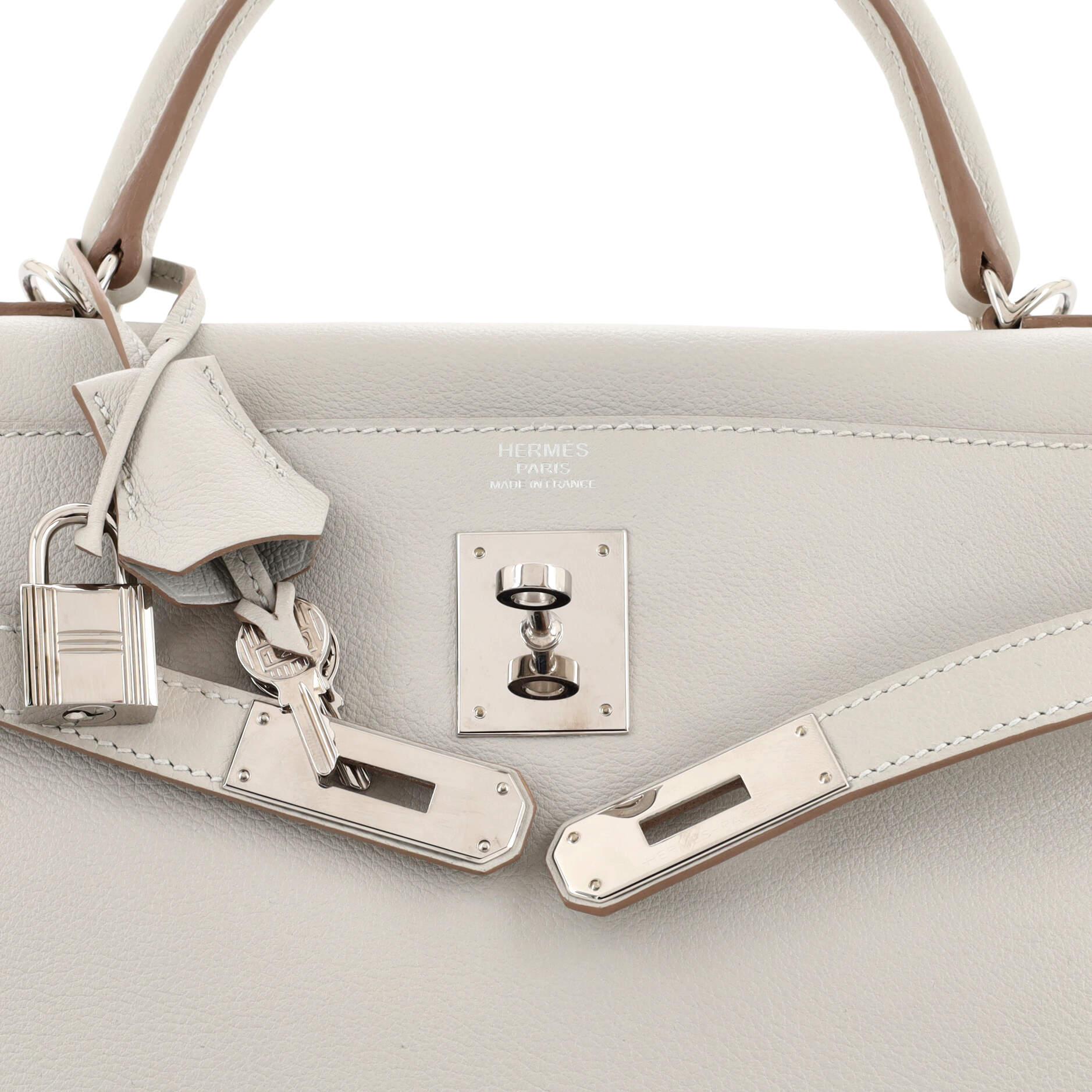 Hermes Kelly Handbag Grey Evercolor with Palladium Hardware 32 2