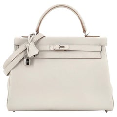 Hermes Kelly Handbag Grey Evercolor with Palladium Hardware 32