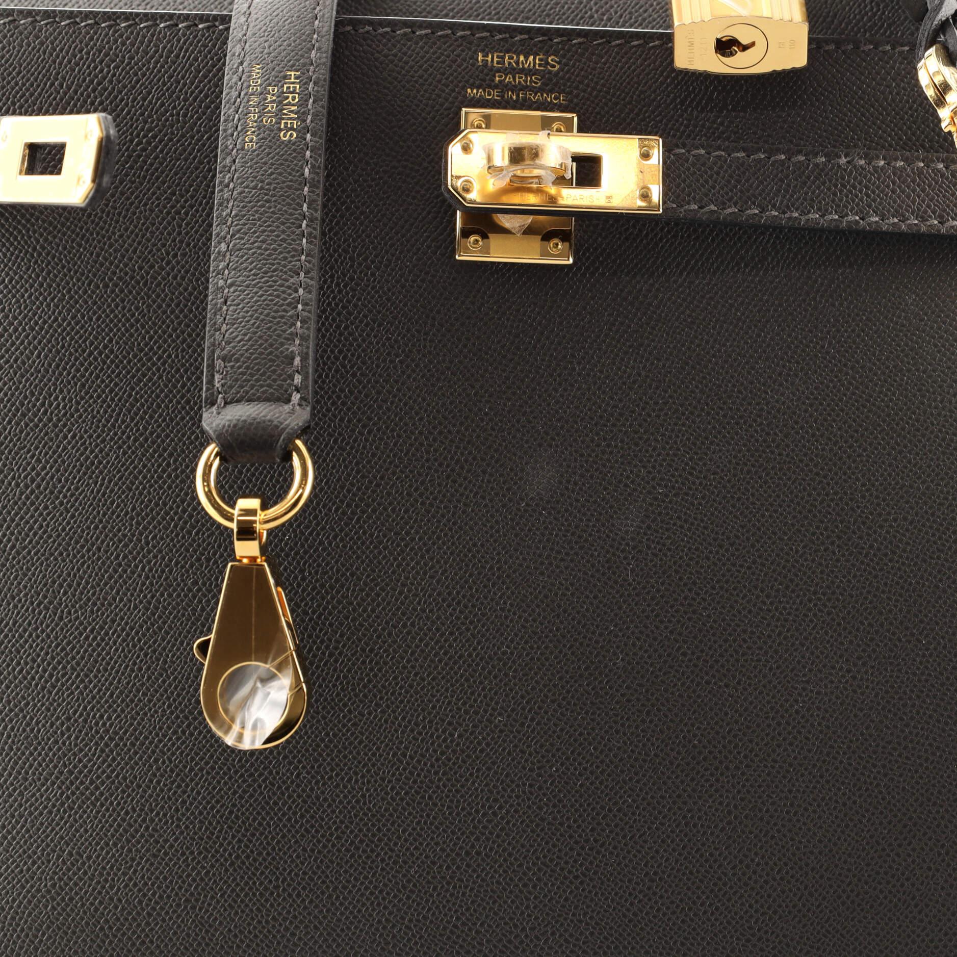 Women's or Men's Hermes Kelly Handbag Grey Madame with Gold Hardware 25