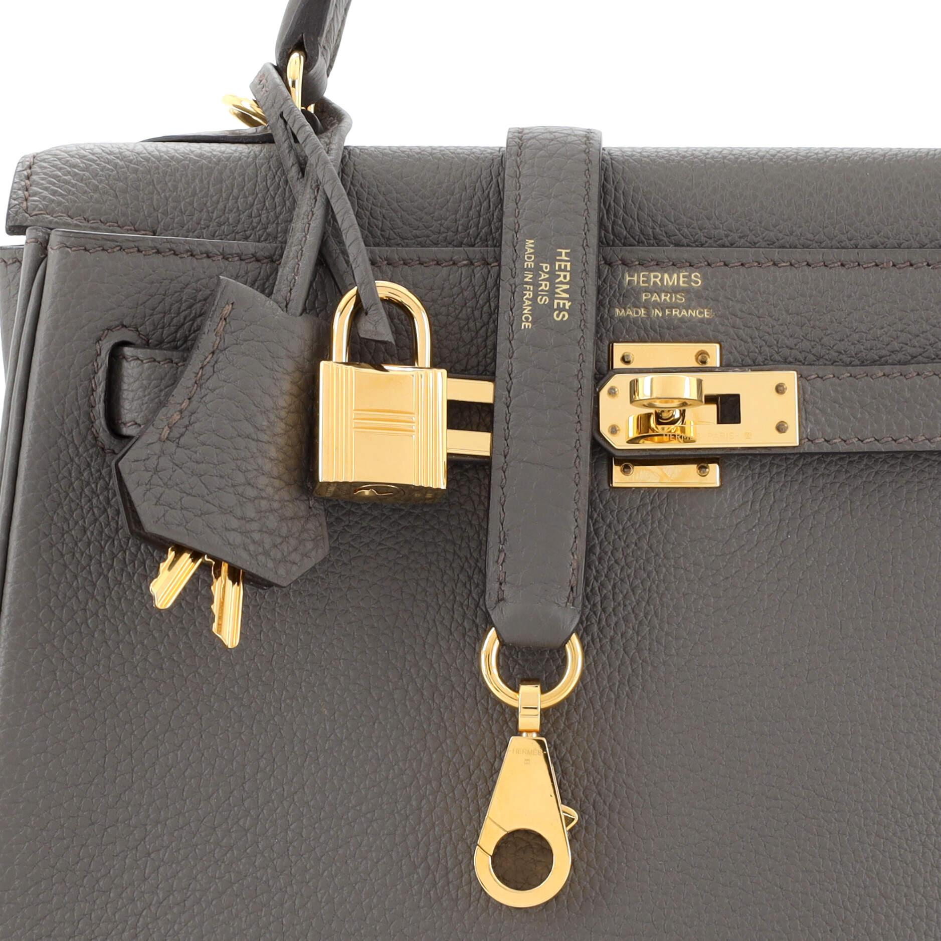 Hermes Kelly Handbag Grey Togo with Gold Hardware 25 3