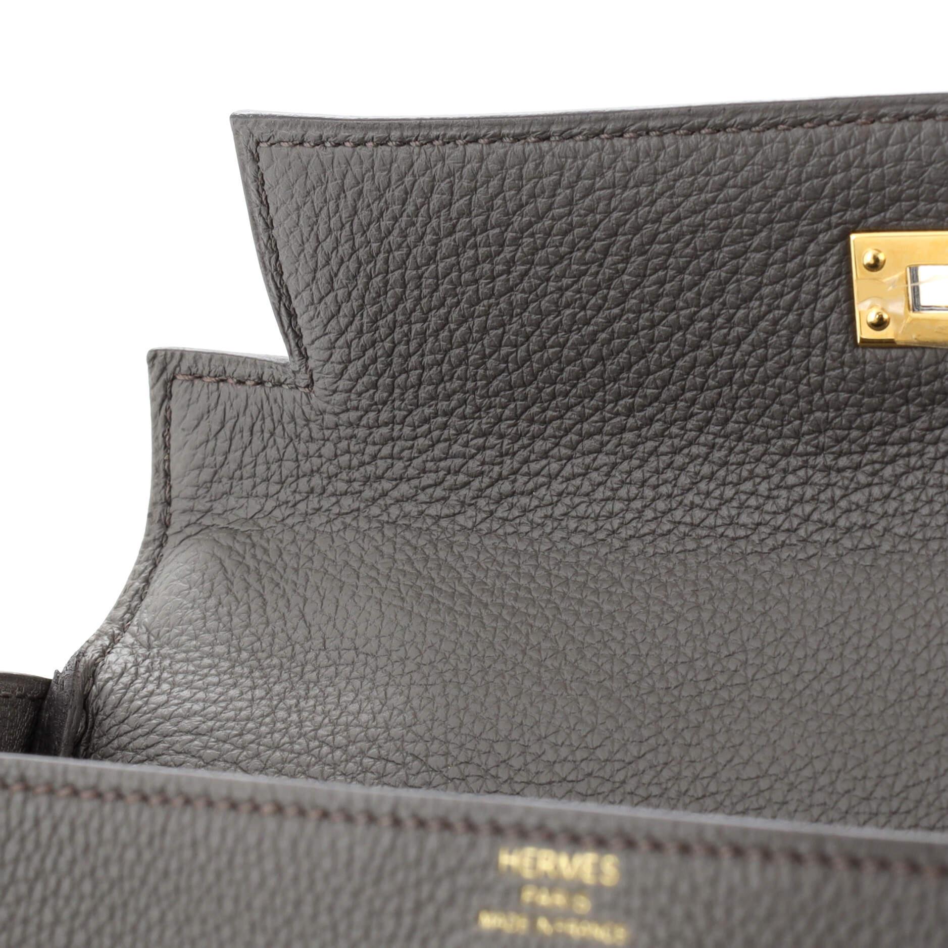 Hermes Kelly Handbag Grey Togo with Gold Hardware 25 5