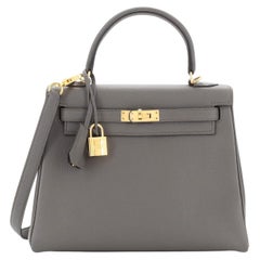 Hermes Kelly Handbag Grey Togo with Gold Hardware 25