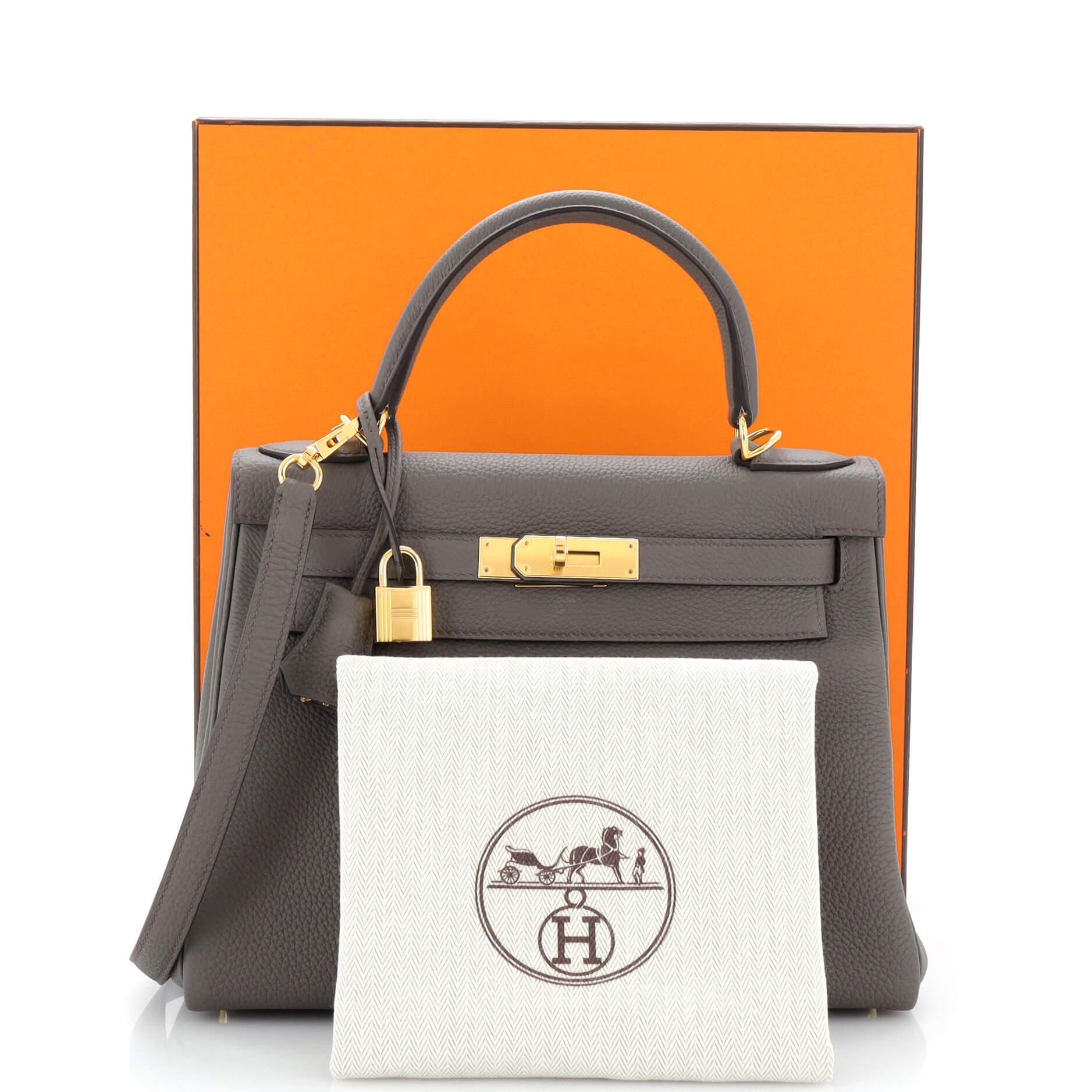 Hermes Authentic 28 cm Hermes KELLY Bag ETAIN Grey Togo Leather New in Box