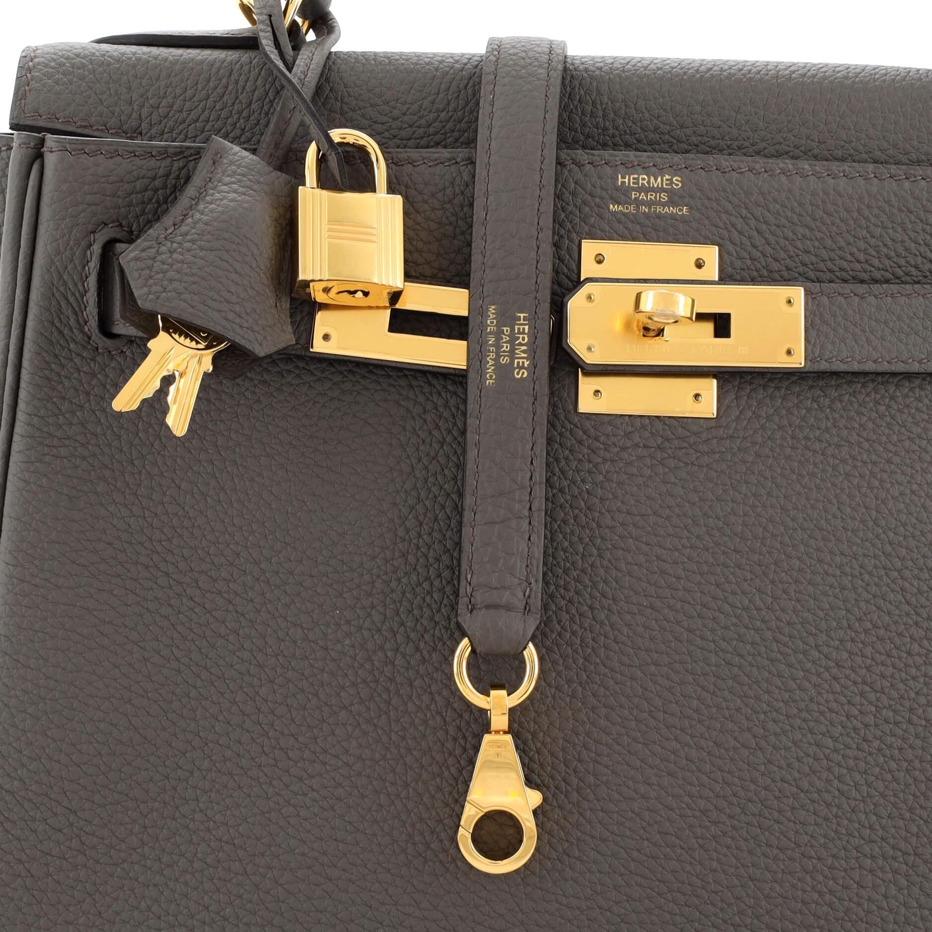 Hermes Kelly Handbag Grey Togo with Gold Hardware 28 3