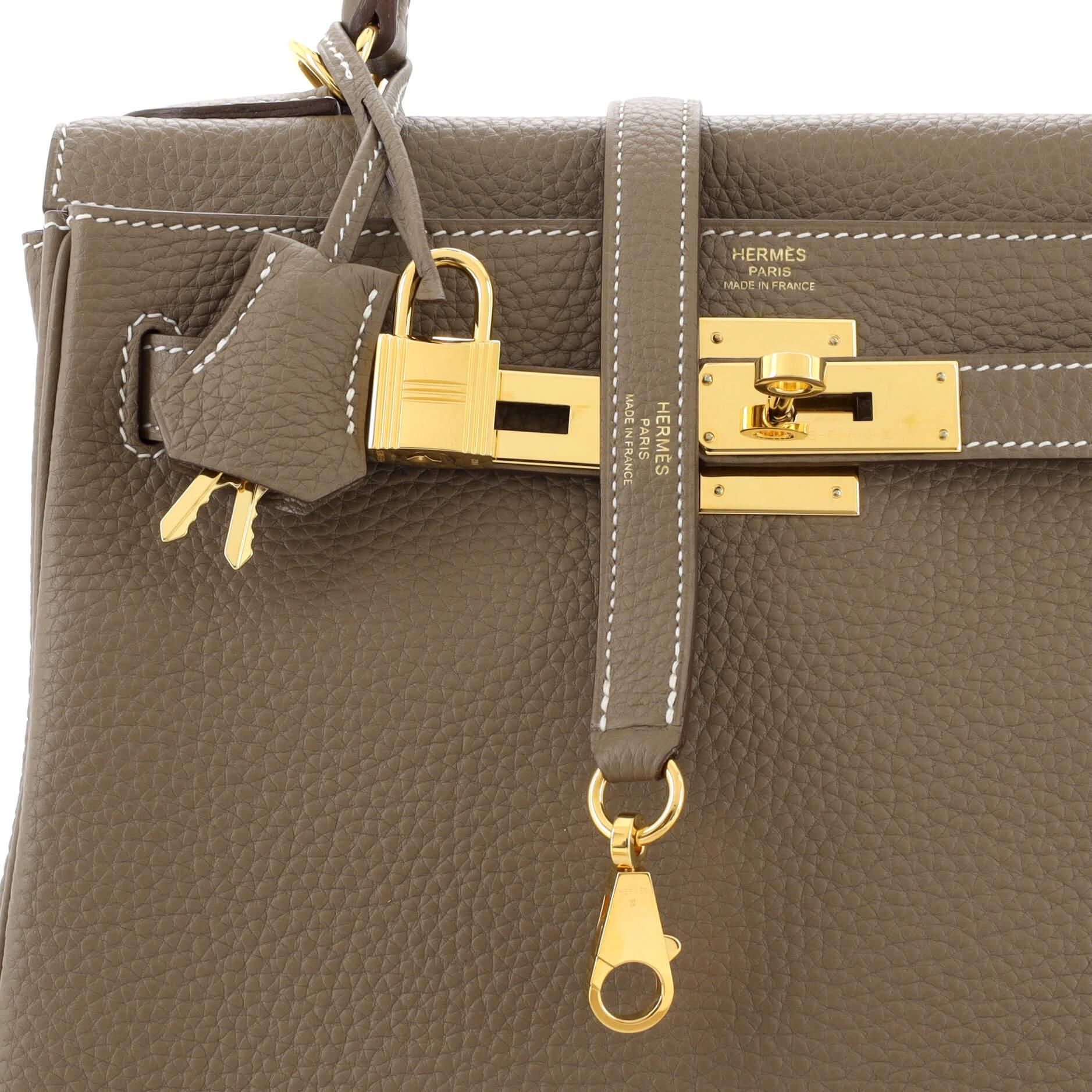 Hermes Kelly Handbag Grey Togo with Gold Hardware 28 3