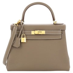 Hermes Kelly Handbag Grey Togo with Gold Hardware 28