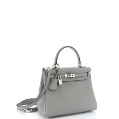 Hermes Kelly Handbag Grey Togo with Palladium Hardware 25