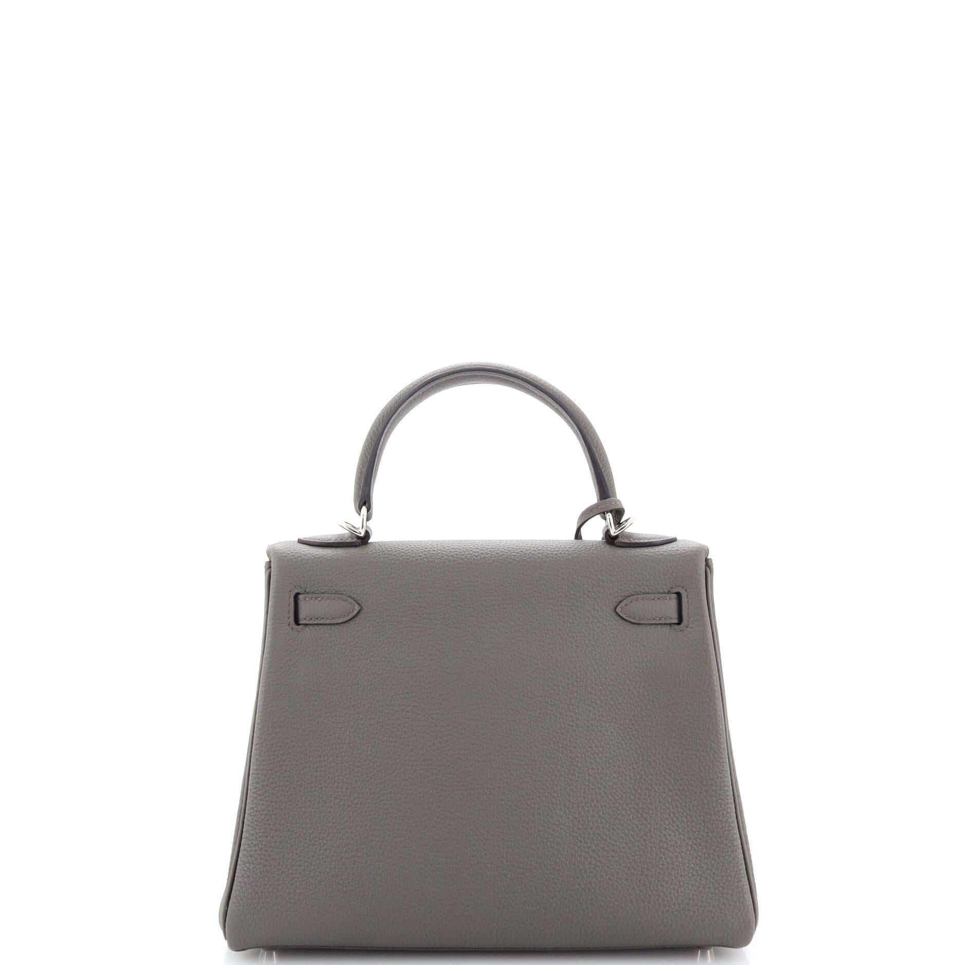 Women's or Men's Hermes Kelly Handbag Grey Togo with Palladium Hardware 25