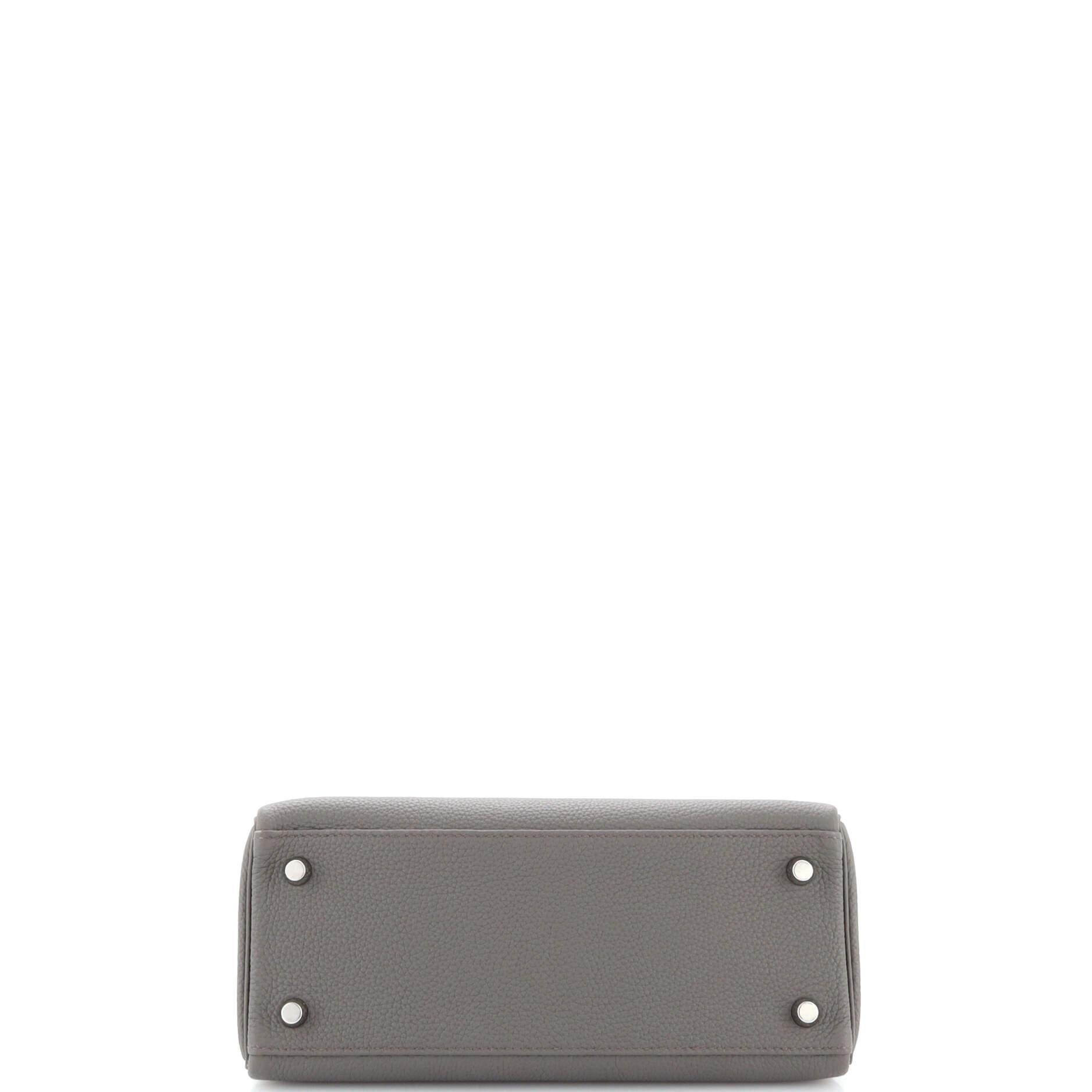 Hermes Kelly Handbag Grey Togo with Palladium Hardware 25 1