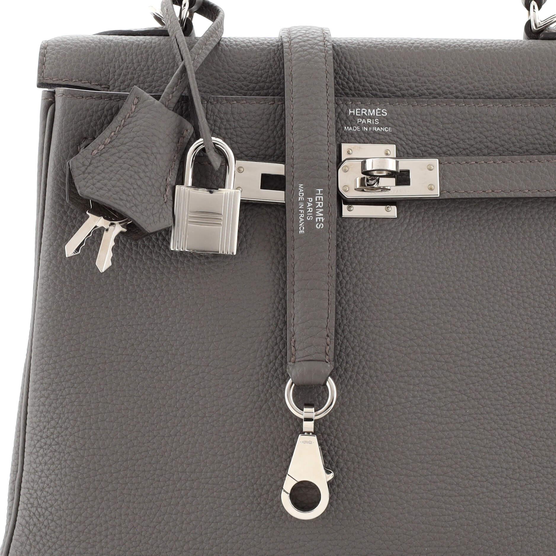 Hermes Kelly Handbag Grey Togo with Palladium Hardware 25 3