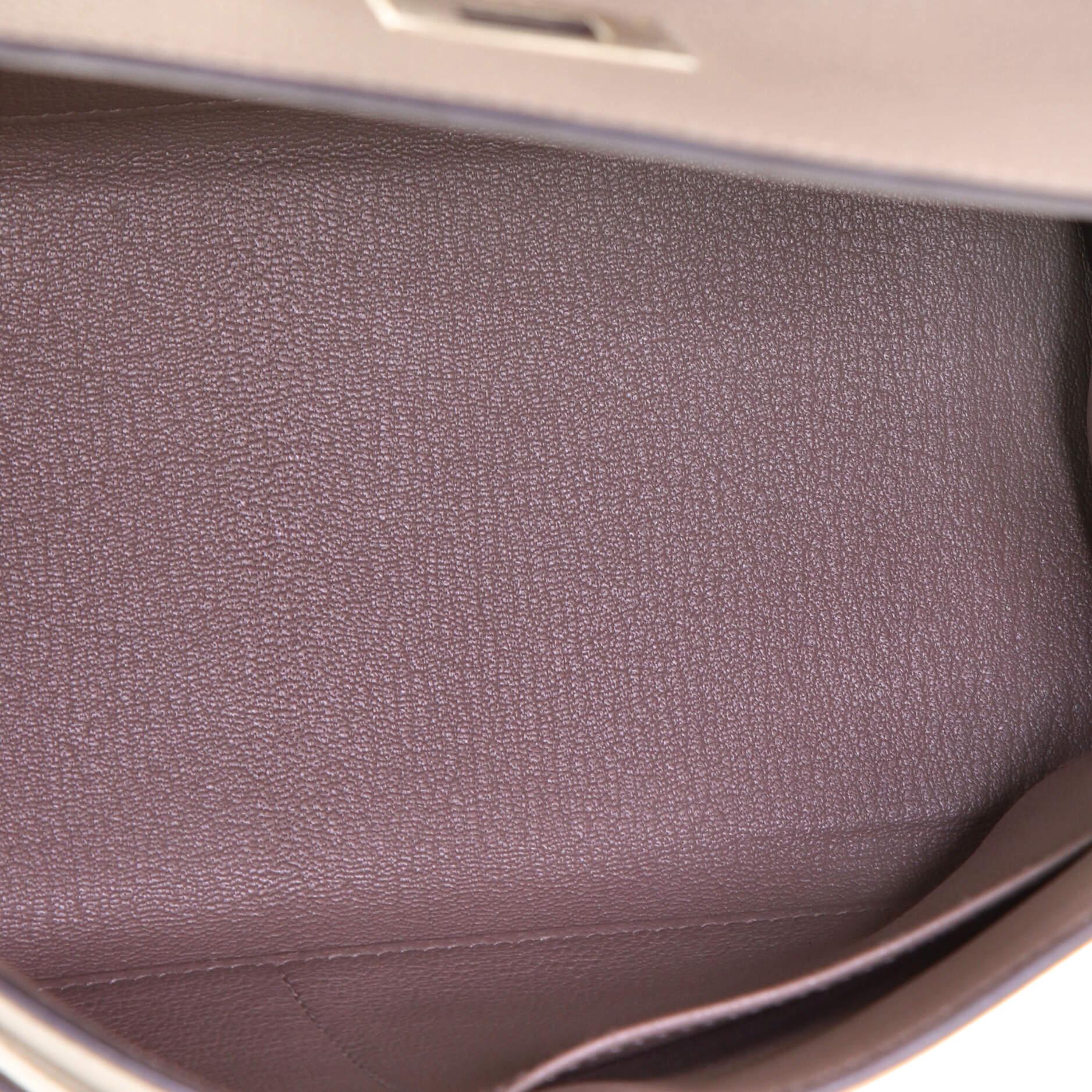 Brown Hermes Kelly Handbag Grey Togo with Palladium Hardware 28