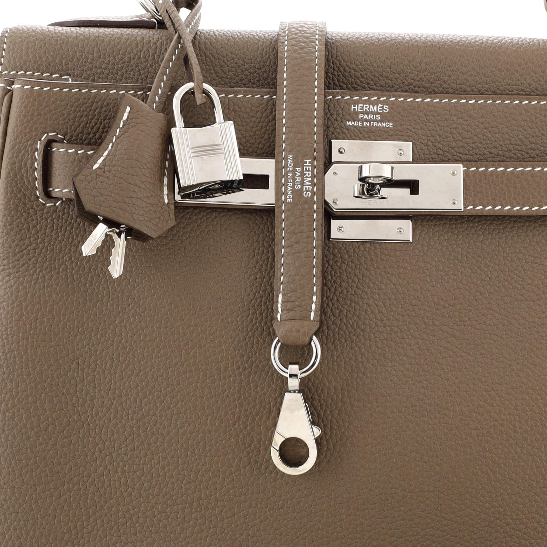 Hermes Kelly Handbag Grey Togo with Palladium Hardware 28 3
