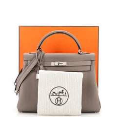 Hermès Kelly Handtasche Grau Togo mit Palladiumbeschlägen 32
