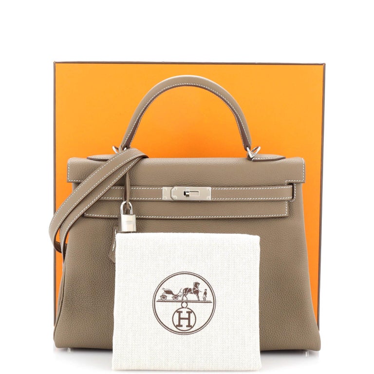 Hermes Kelly Handbag Capucine Togo with Palladium Hardware 32 For Sale at  1stDibs