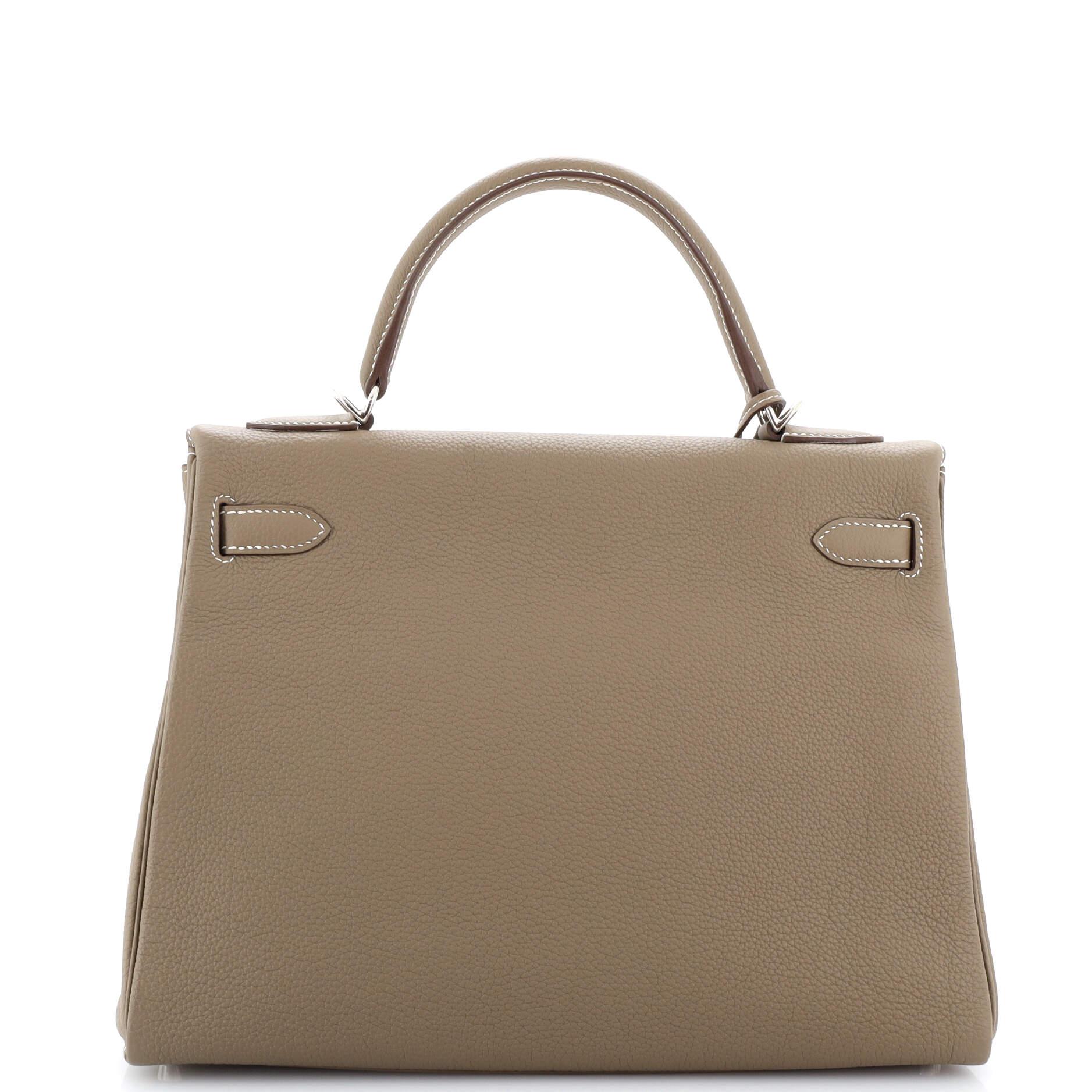 Women's Hermes Kelly Handbag Grey Togo with Palladium Hardware 32