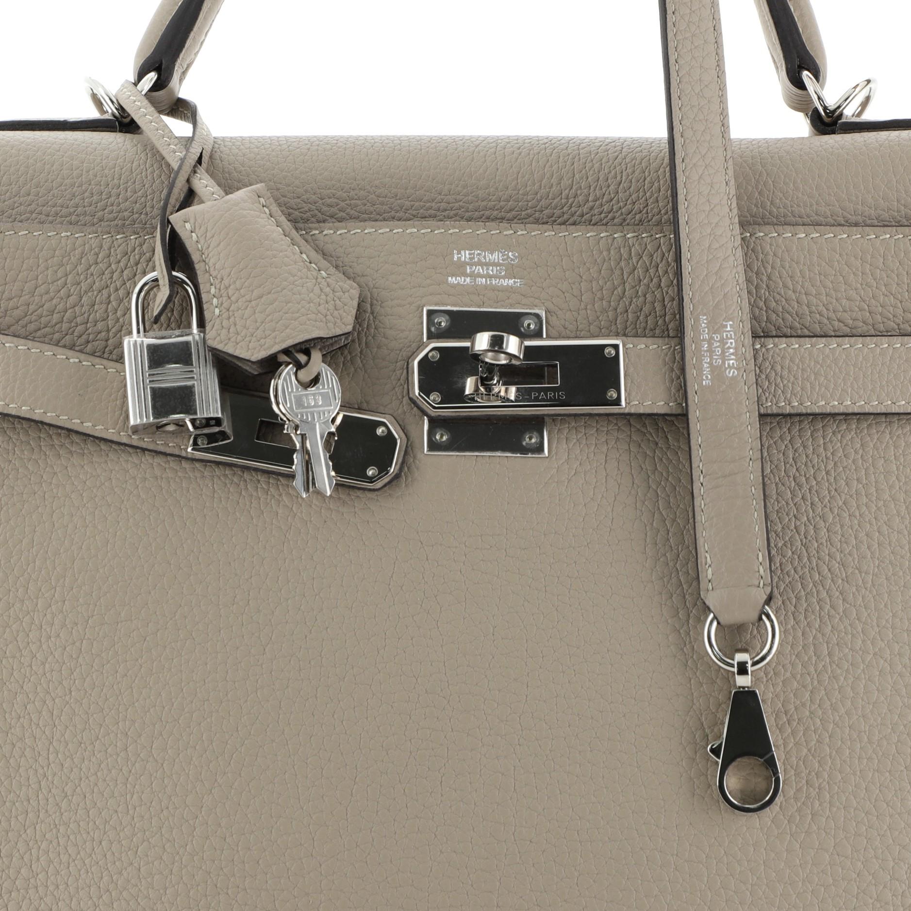 Hermes Kelly Handbag Grey Togo With Palladium Hardware 32  2