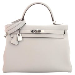 Hermes Kelly Handbag Grey Togo with Palladium Hardware 32