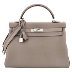 Hermes Kelly Handbag Grey Togo with Palladium Hardware 32