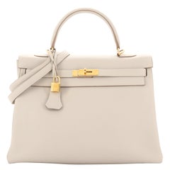 Hermes Kelly Handbag Gris Perle Togo with Gold Hardware 35