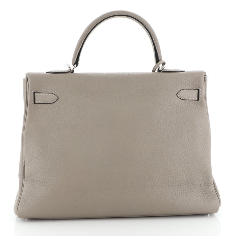 Hermes Kelly Handbag Gris Tourterelle Clemence With Palladium Hardware ...