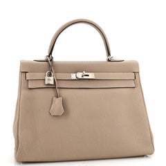Hermes Kelly Handbag Gris Tourterelle Togo with Palladium Hardware 35