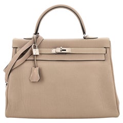 Hermes Kelly Handbag Gris Tourterelle Togo with Palladium Hardware 35