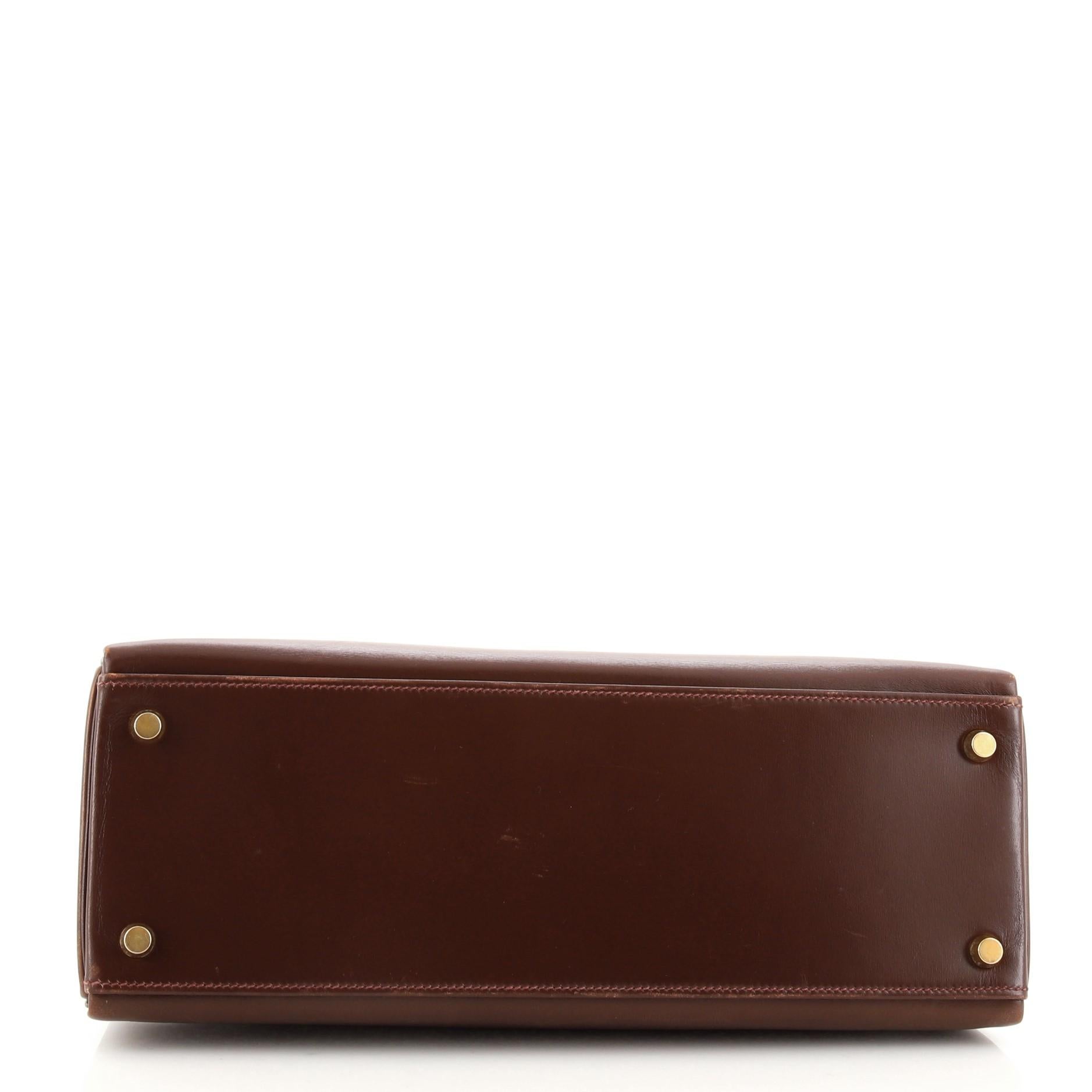 Women's or Men's Hermes Kelly Handbag Havane Box Calf with Gold Hardware 32
