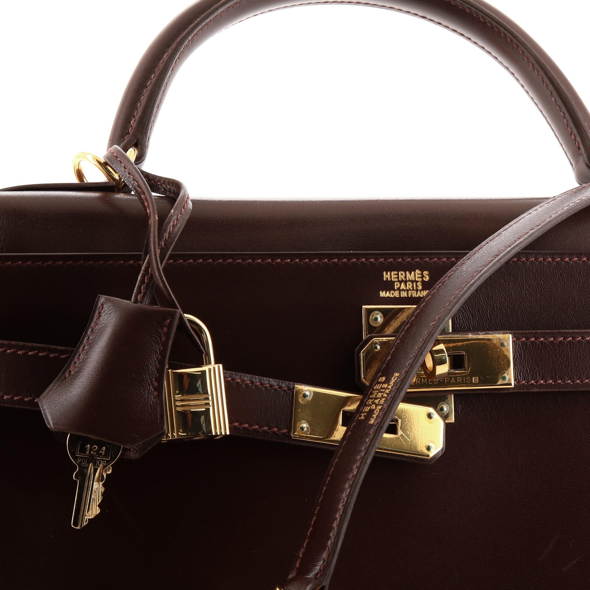 Hermes Kelly Handbag Havane Box Calf with Gold Hardware 32 2