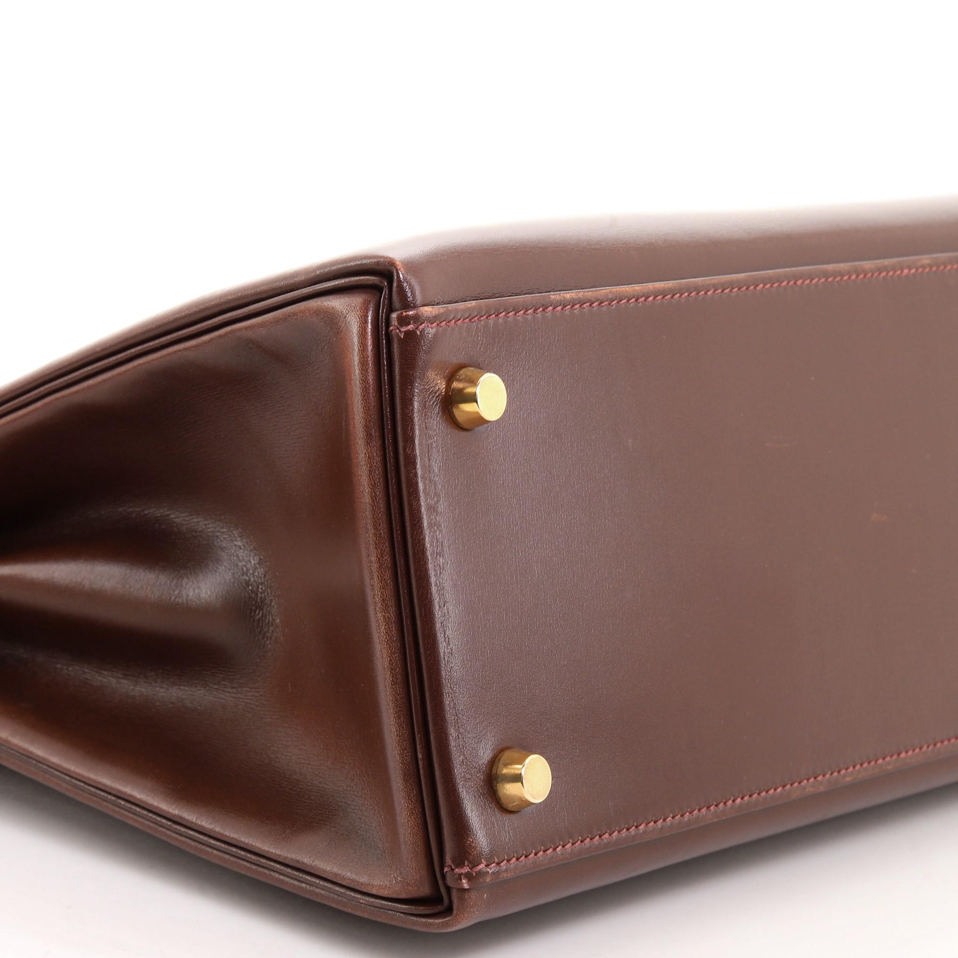 Hermes Kelly Handbag Havane Box Calf with Gold Hardware 32 3