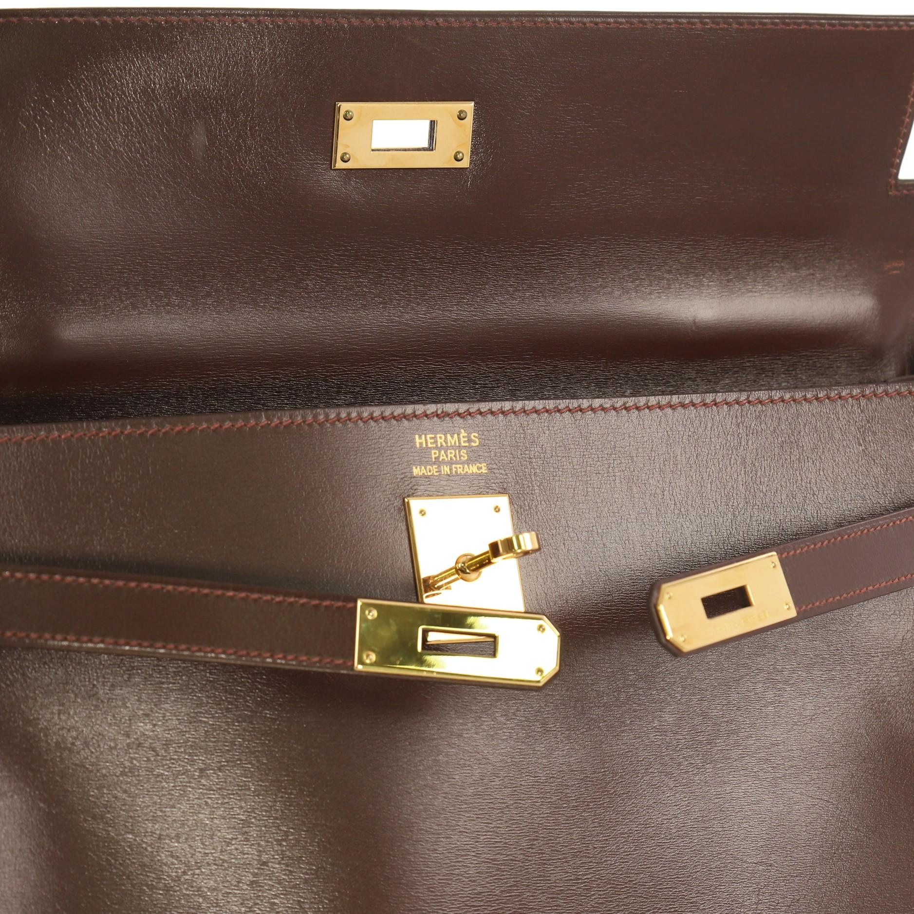 Hermes Kelly Handbag Havane Box Calf with Gold Hardware 40 2