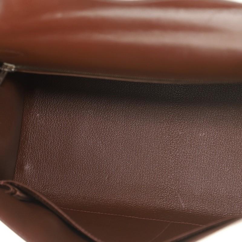 Women's Hermes Kelly Handbag Havane Box Calf with Palladium Hardware 28