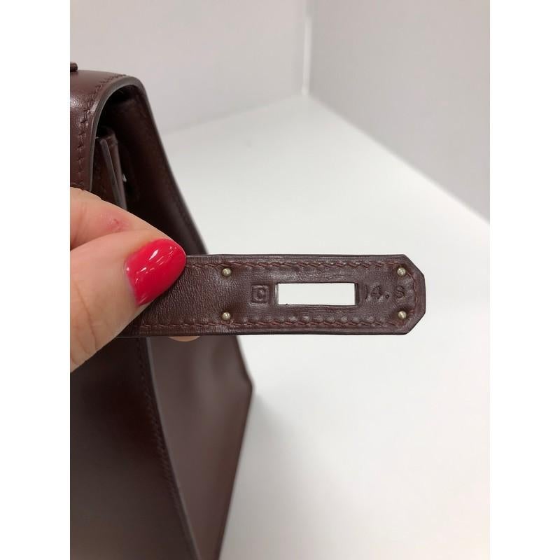 Hermes Kelly Handbag Havane Box Calf with Palladium Hardware 28 2