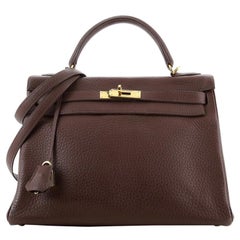 Hermes Kelly Handbag Havane Clemence with Gold Hardware 32