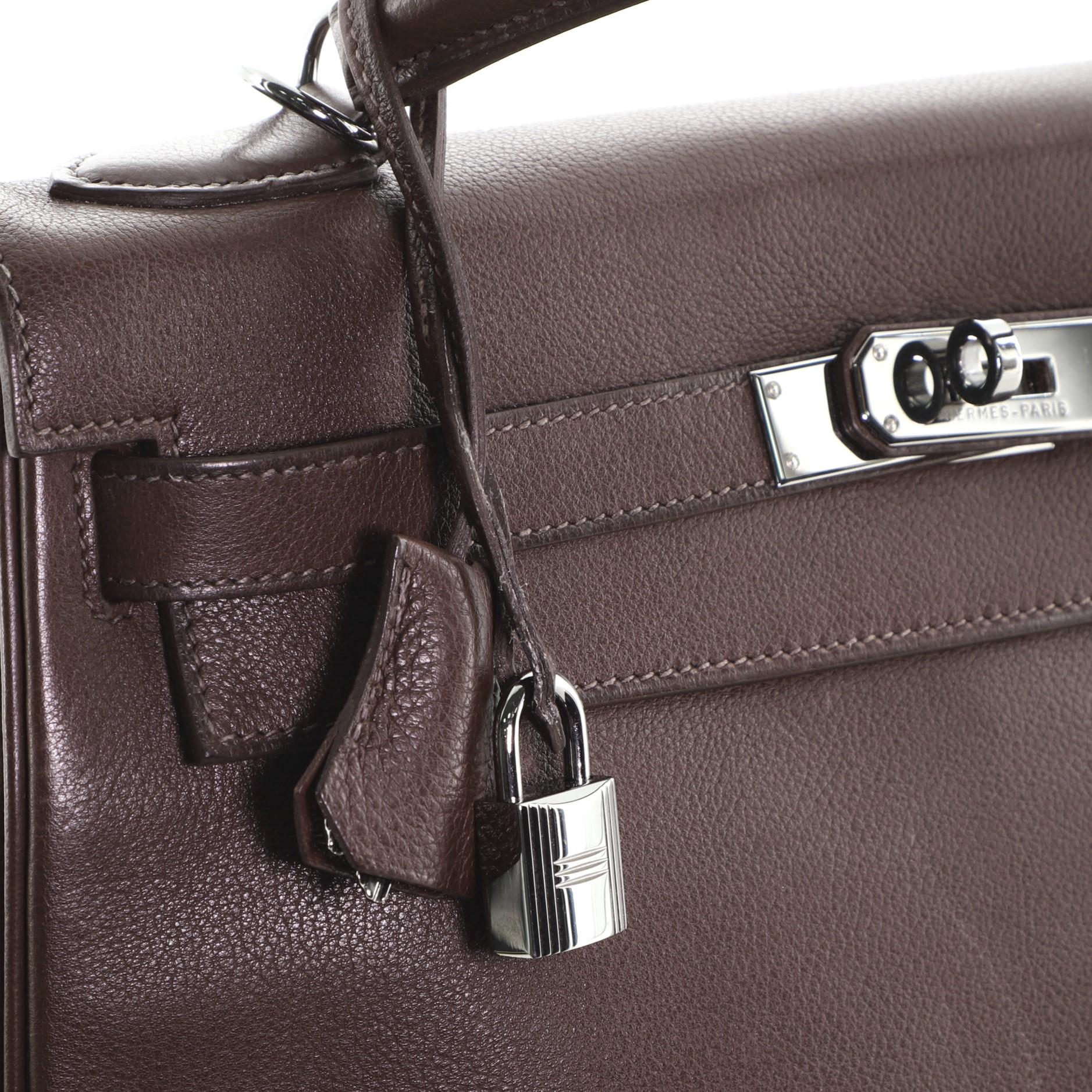 Hermes Kelly Handbag Havane Evergrain with Ruthenium Hardware 32 5