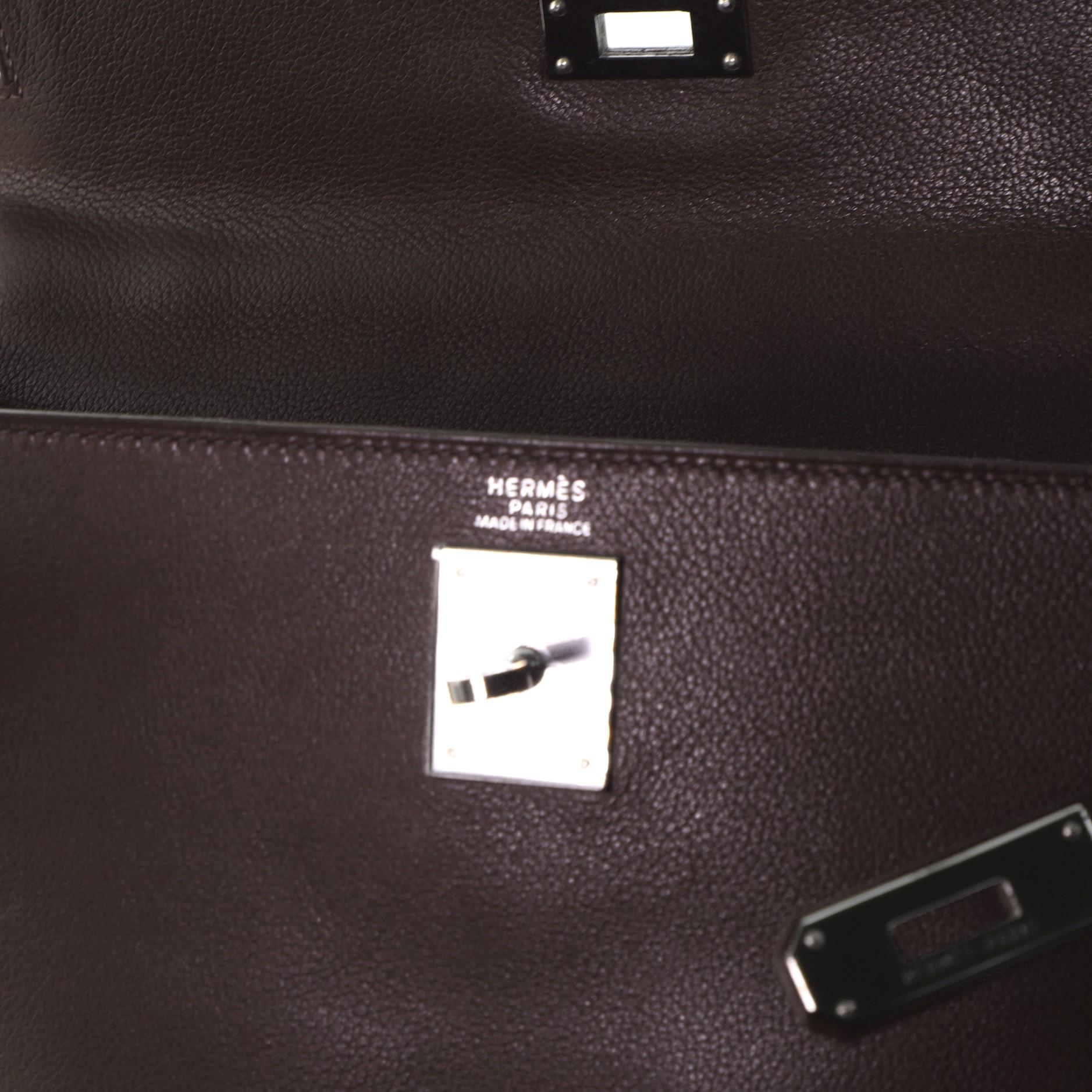Hermes Kelly Handbag Havane Evergrain with Ruthenium Hardware 32 6
