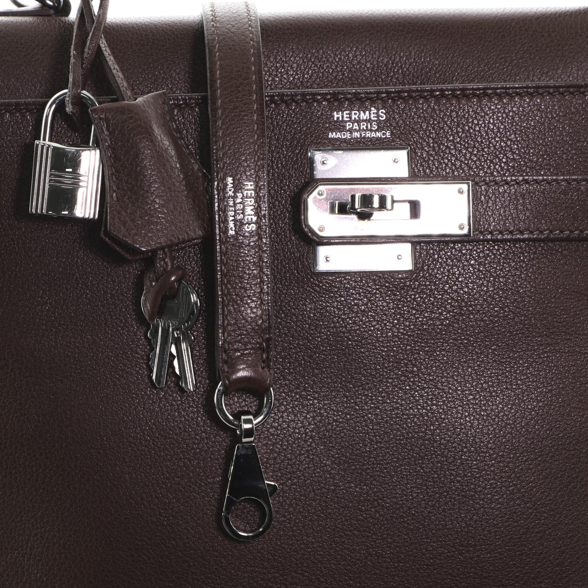 Hermes Kelly Handbag Havane Evergrain with Ruthenium Hardware 32 2