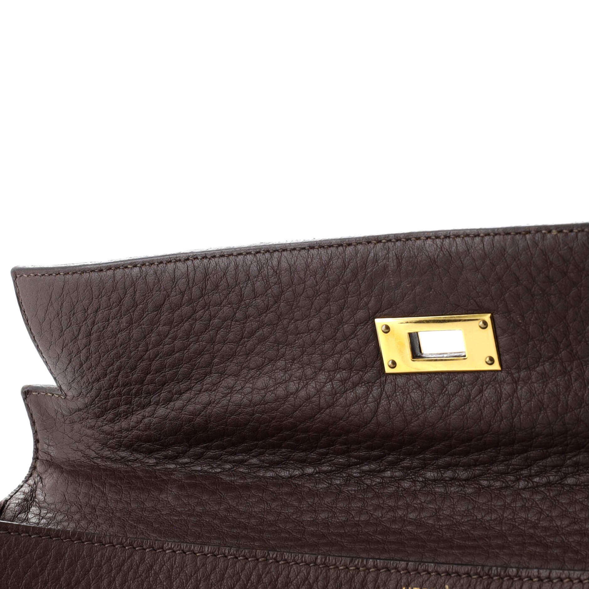 Hermes Kelly Handbag Havane Fjord with Gold Hardware 35 6
