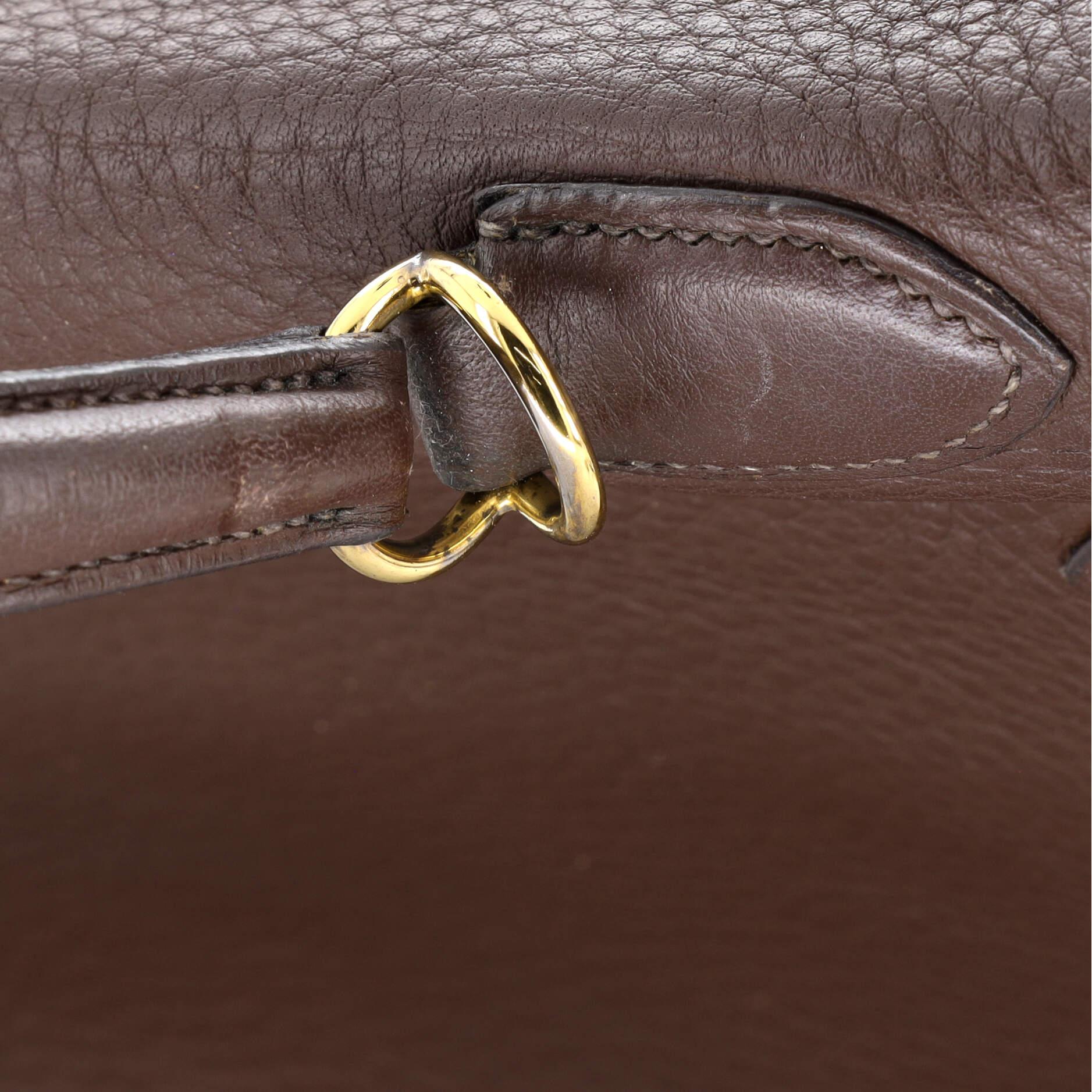 Hermes Kelly Handbag Havane Fjord with Gold Hardware 35 9