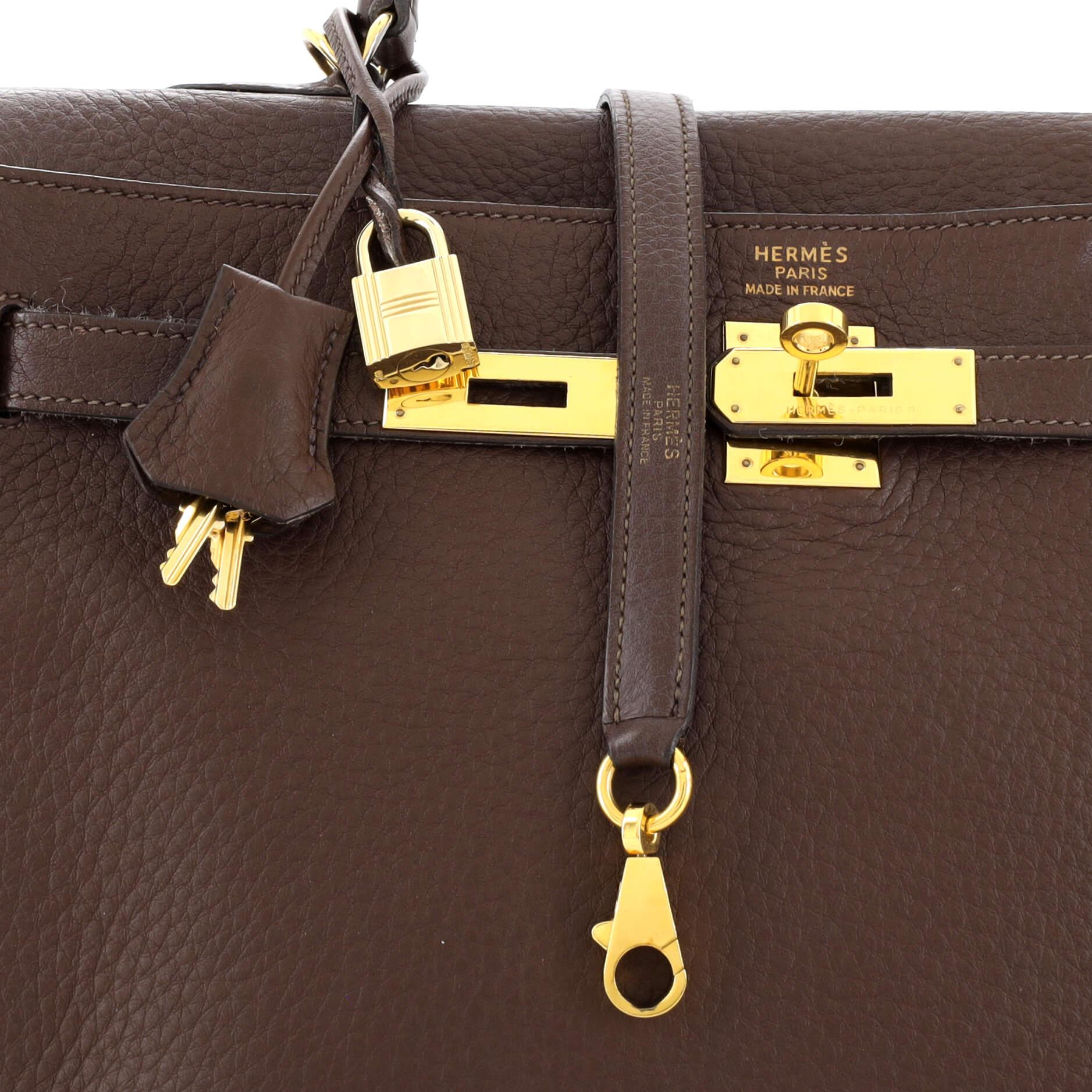 Hermes Kelly Handbag Havane Fjord with Gold Hardware 35 2